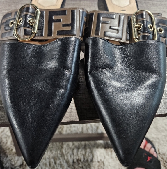 Fendi Shoes - Fendi Black and Gold Womens Slip On Flats Size 38